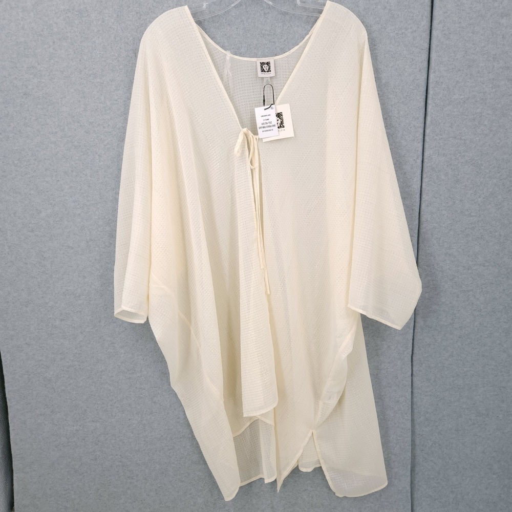 Anne Klein Asymmetric Tie Front 3/4 Sleeve Dune Cardigan Womens Size 1SZ NWT